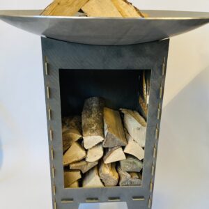 Burmak AG Feuerkorb mit Holzaufbewahrung personalisiert